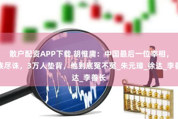散户配资APP下载 胡惟庸：中国最后一位宰相，九族尽诛，3万人垫背，他到底冤不冤_朱元璋_徐达_李善长