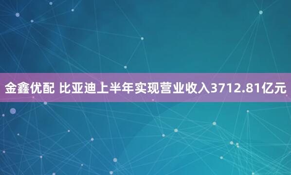 金鑫优配 比亚迪上半年实现营业收入3712.81亿元